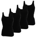 Damen Achselhemd Tank Top schwarz 4er Pack