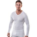 Herren langarm Shirt V-Ausschnitt weiß