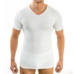 Herren kurzarm Shirt V-Ausschnitt weiß