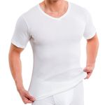 Herren kurzarm Shirt V-Ausschnitt weiß