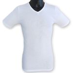 Herren kurzarm Shirt V-Ausschnitt weiß