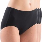 Damen high-waist hochgeschlossener Slip Taillenslip aus Baumwolle schwarz 3er Pack