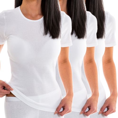 Damen 3er Shirt 1800 Rundhals-Ausschnitt HERMKO Bio-Baumwolle mit 100% kurzarm Pack aus