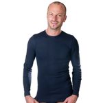 Herren langarm Shirt Rundhals marine