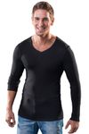 HERMKO 3680 Herren langarm Shirt V-Neck aus 100% Bio-Baumwolle