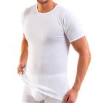 Herren kurzarm Shirt Doppelripp Rundhals weiß