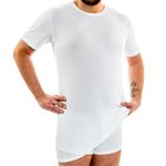 Herren extralanges kurzarm Shirt Rundhals weiß 