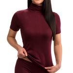 Damen Shirt mit Rollkragen 1B-Ware bordeaux