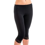 Damen 3/4-Leggings mit Spitze schwarz