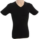 Herren kurzarm Shirt, V-Ausschnitt schwarz