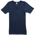 Herren kurzarm Shirt mit V-Ausschnitt marine