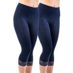 Damen 3/4-Leggings mit Spitze marine 2er Pack