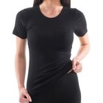 Damen Funktions Unterhemd Shirt mit V-Ausschnitt Basic schwarz