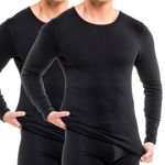 Herren Funktionsshirt, langarm Sportunterhemd schwarz 2er Pack