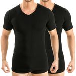 Herren kurzarm Funktionsshirt mit V-Neck schwarz 2er Pack