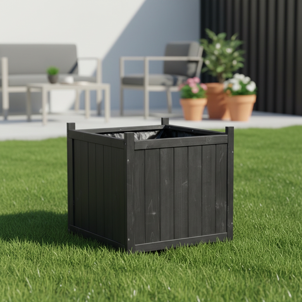 Blumenkbel Schwarz Pflanzkasten Holz Blumentopf bertopf Pflanzkbel |  Mucola Online Shopping