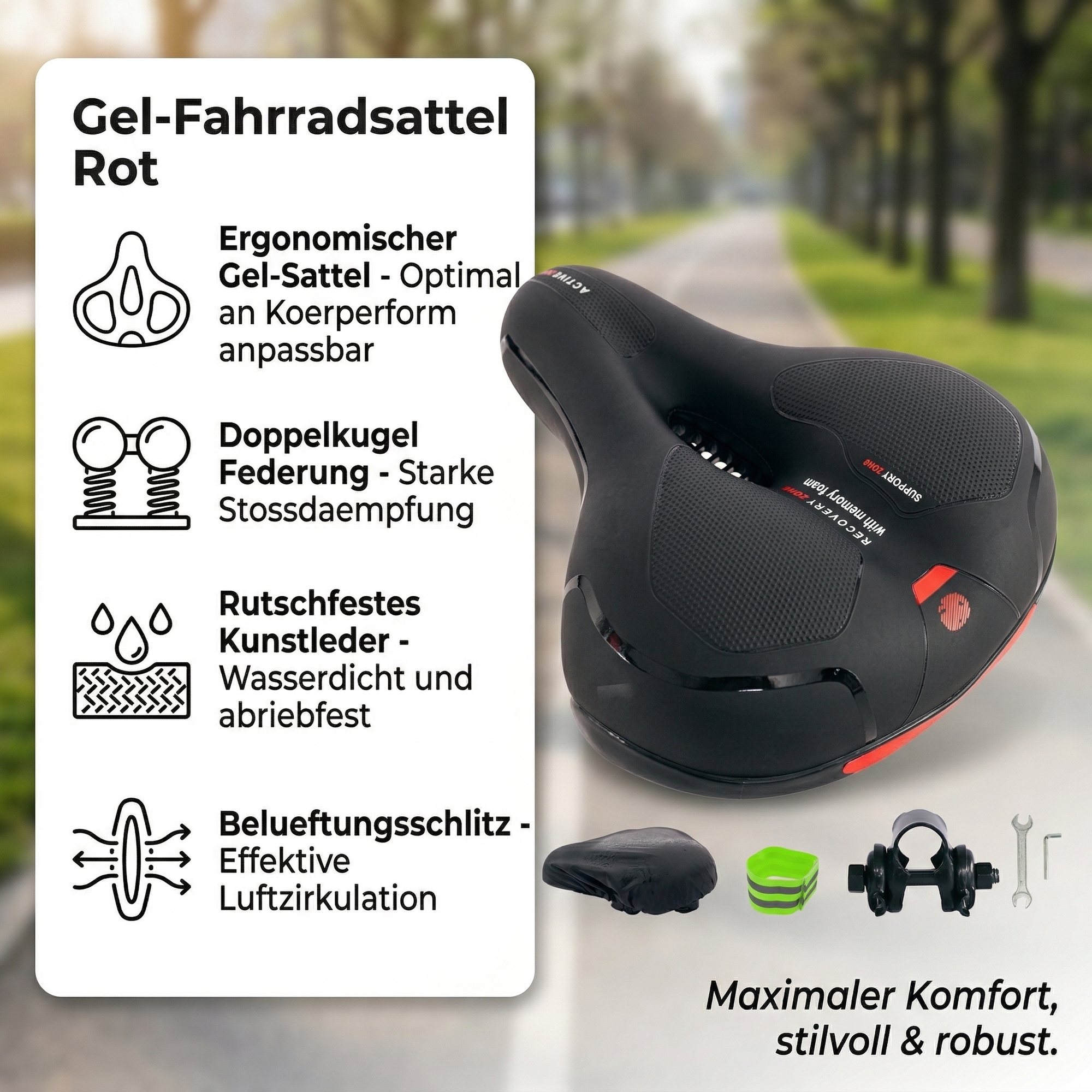 Fahrradsattel Ergonomischer Sitz Rot Gel Memory-Schaum Rckstrahler Federung | Mucola Online Shopping Fahrradsattel Ergonomischer Sitz Rot Gel Memory-Schaum Rckstrahler Federung | Mucola Online Shopping
