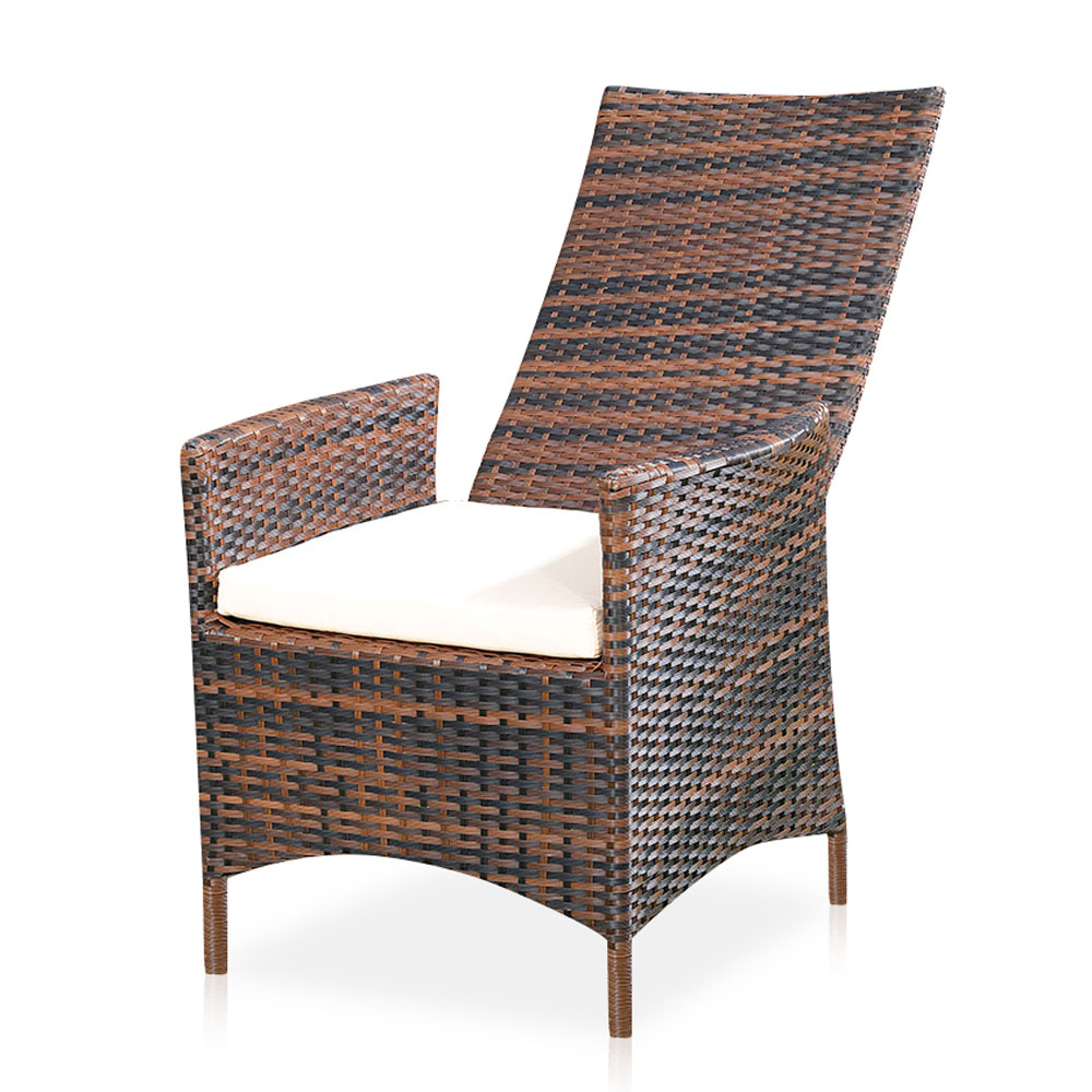 Verstellbarer Polyrattan Sessel inkl. Kissen Braun | Mucola Online Shopping