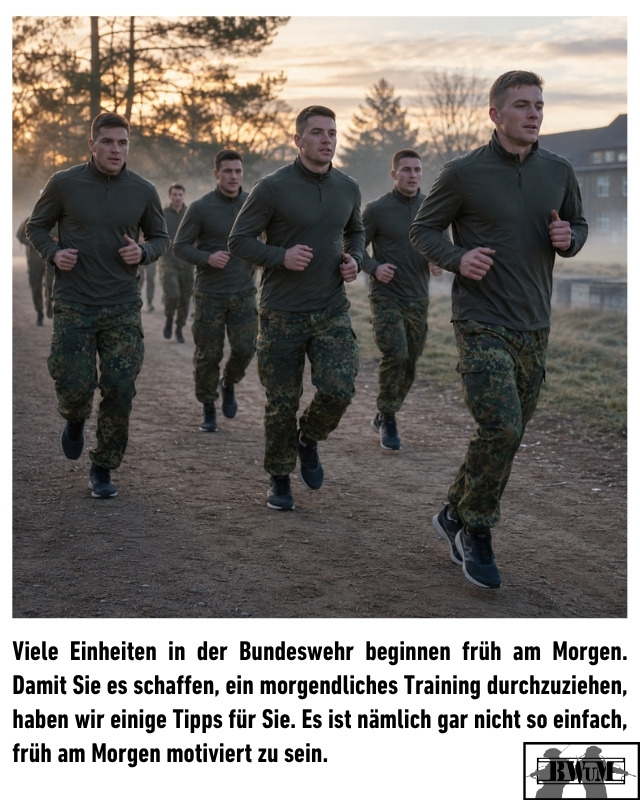 Viele Einheiten in der Bundeswehr beginnen früh am Morgen. Damit Sie es schaffen, ein morgendliches Training durchzuziehen, haben wir einige Tipps für Sie. Es ist nämlich gar nicht so einfach, früh am Morgen motiviert zu sein.