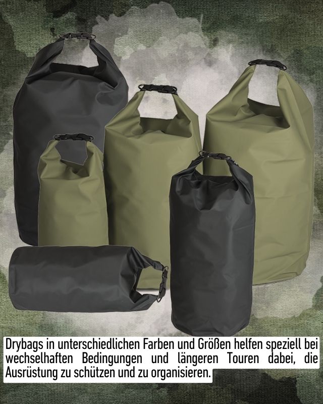 Drybags in verschiedenen Farben und Größen