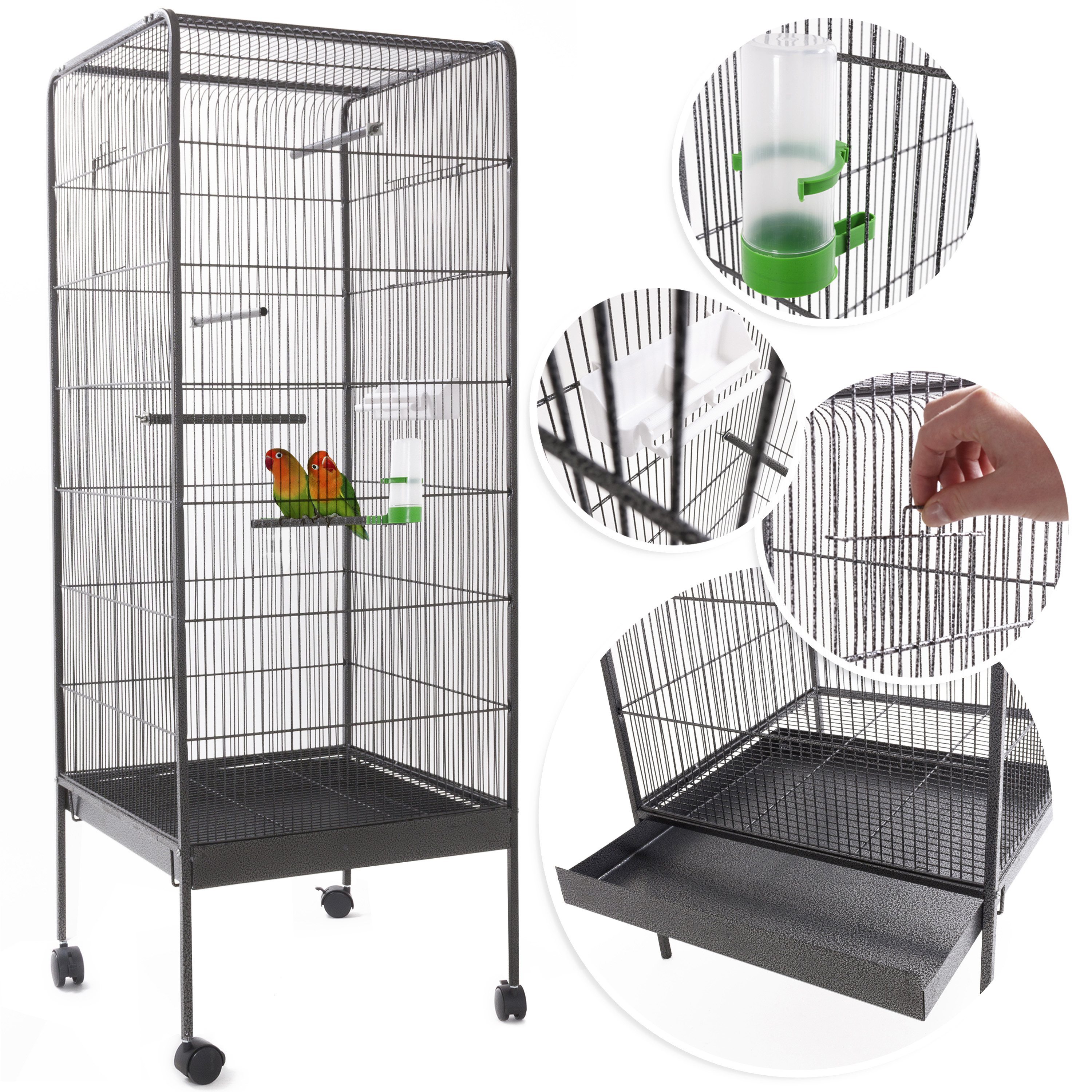 Yaheetech Vogelvoliere XL 160cm - Großer Vogelkäfig Für Papageien & Sittiche