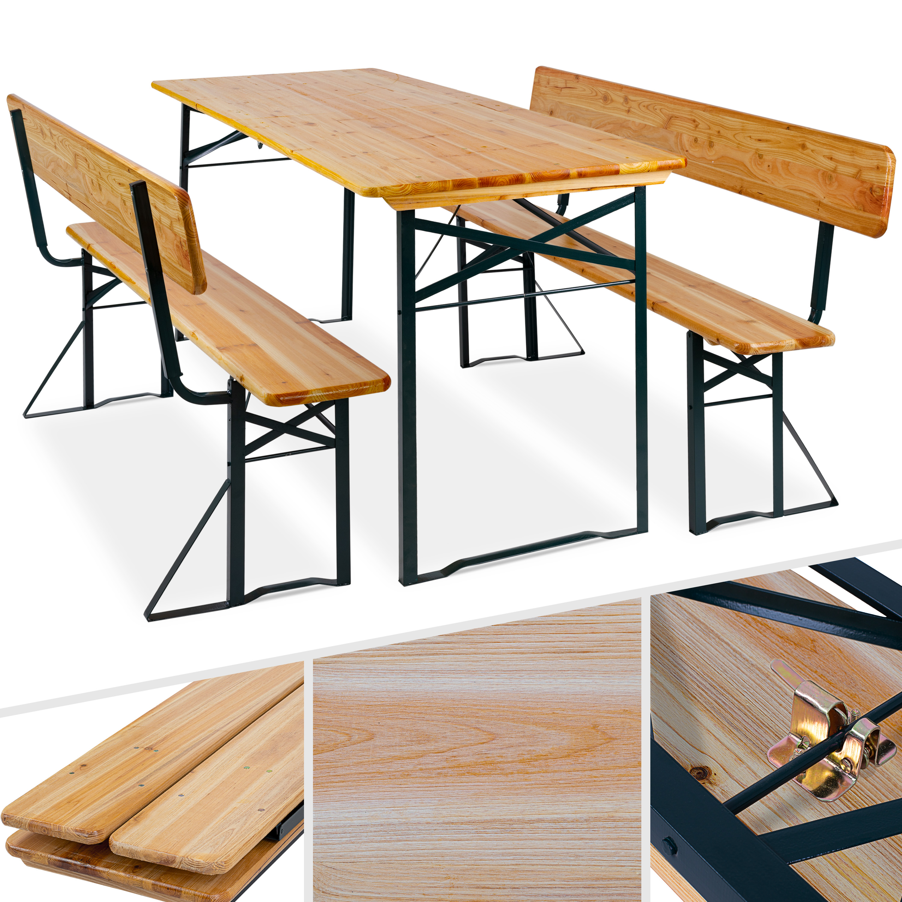 KESSER® Bierzeltgarnitur mit lehne & breiter Tisch 170x70cm | 3 teilig Gartenmöbel Set | Klappbar 2X Bierbänke mit Rückenlehne 1x Biertisch | KESSER® Bierzeltgarnitur mit lehne & breiter Tisch 170x70cm | 3 teilig Gartenmöbel Set | Klappbar 2X Bierbänke mit Rückenlehne 1x Biertisch |