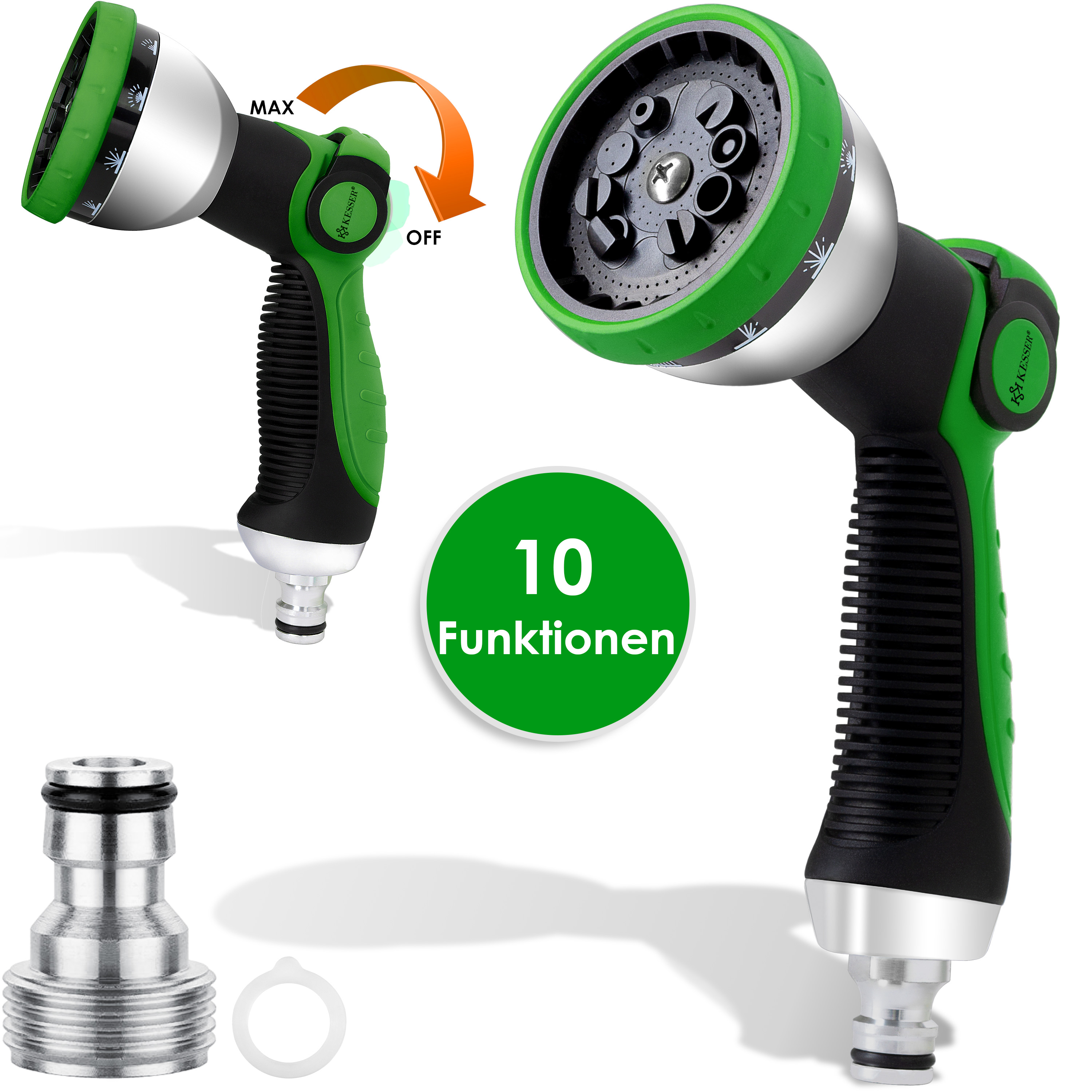 KESSER® Gartenbrause Handbrause Spritzbrause Bewässern Spritzpistole Metall Düse