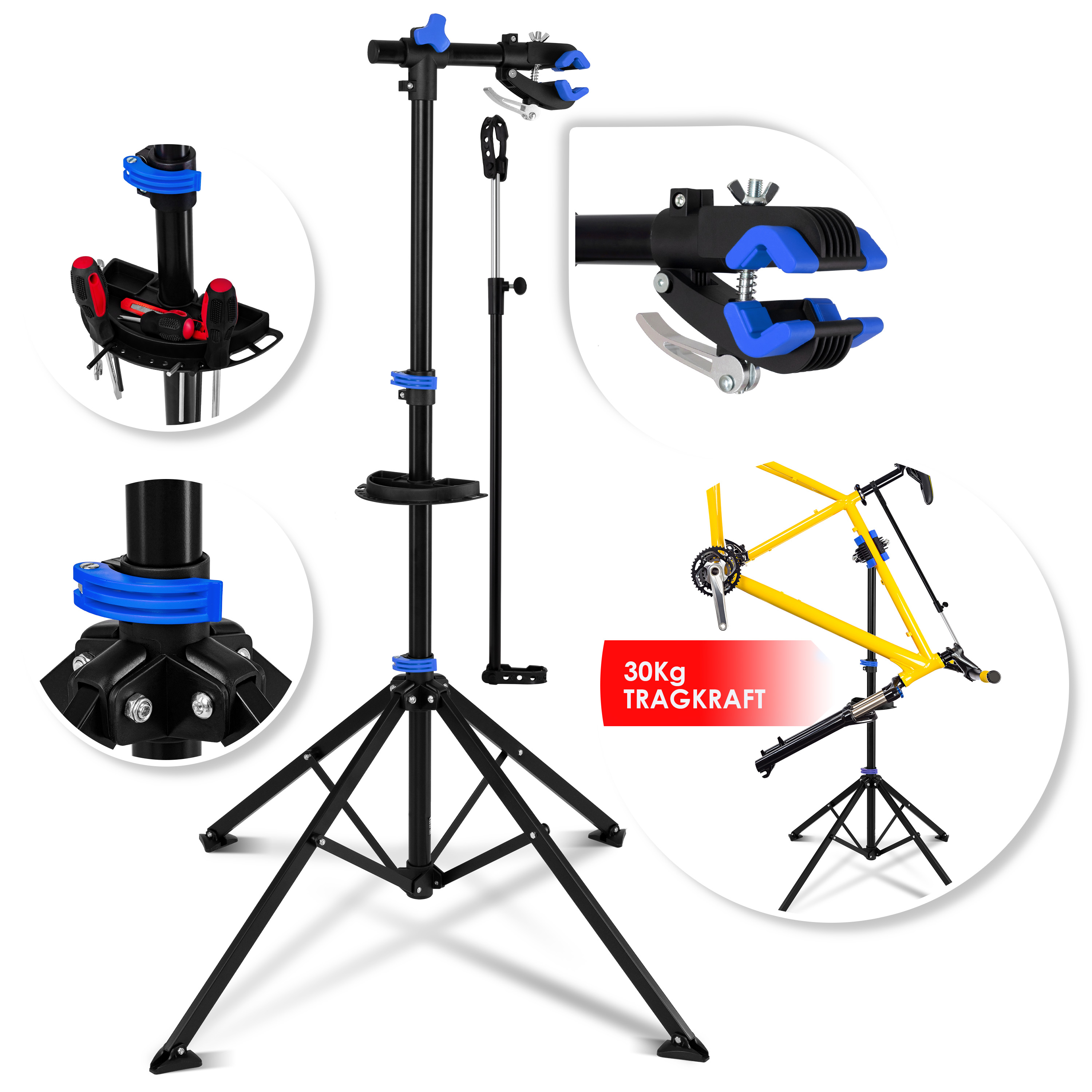 KESSER Fahrradmontagestnder Profi Reparaturstnder Fahrradstnder,  robuster Fahrradreparaturstnder bis 30 kg Fahrrad Montagestnder inkl.  Werkzeugschale + Magnetfach, 360 drehbar mountainbike | eShopping -  einfach besser einkaufen!