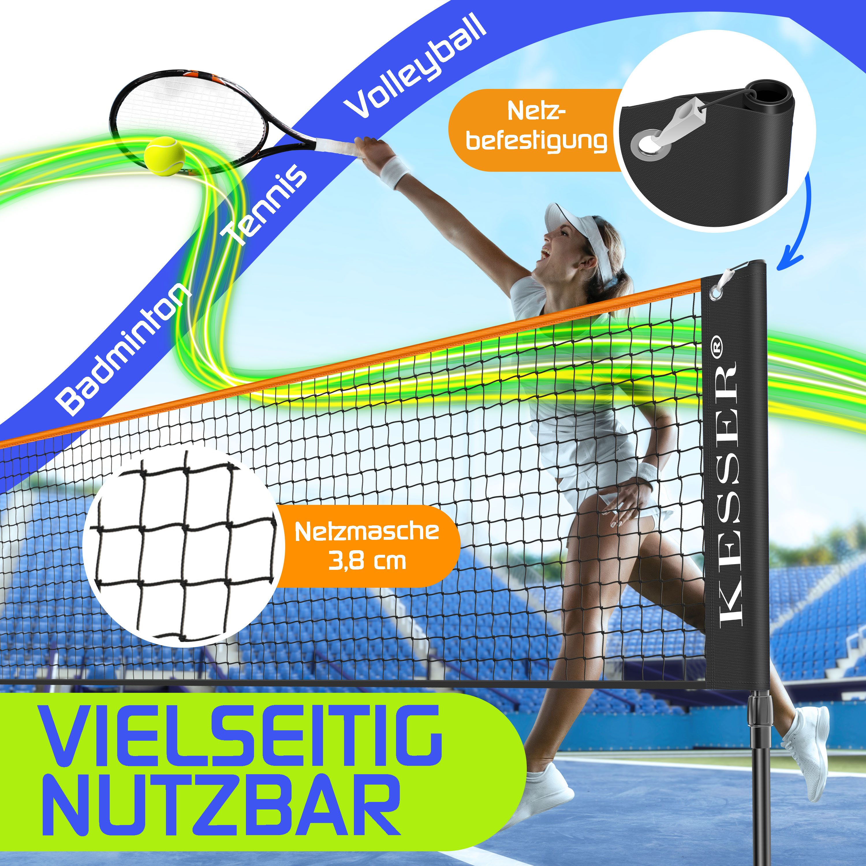Tragbares Tennisnetz - Höhenverstellbar Für Garten, Strand & Sportplatz