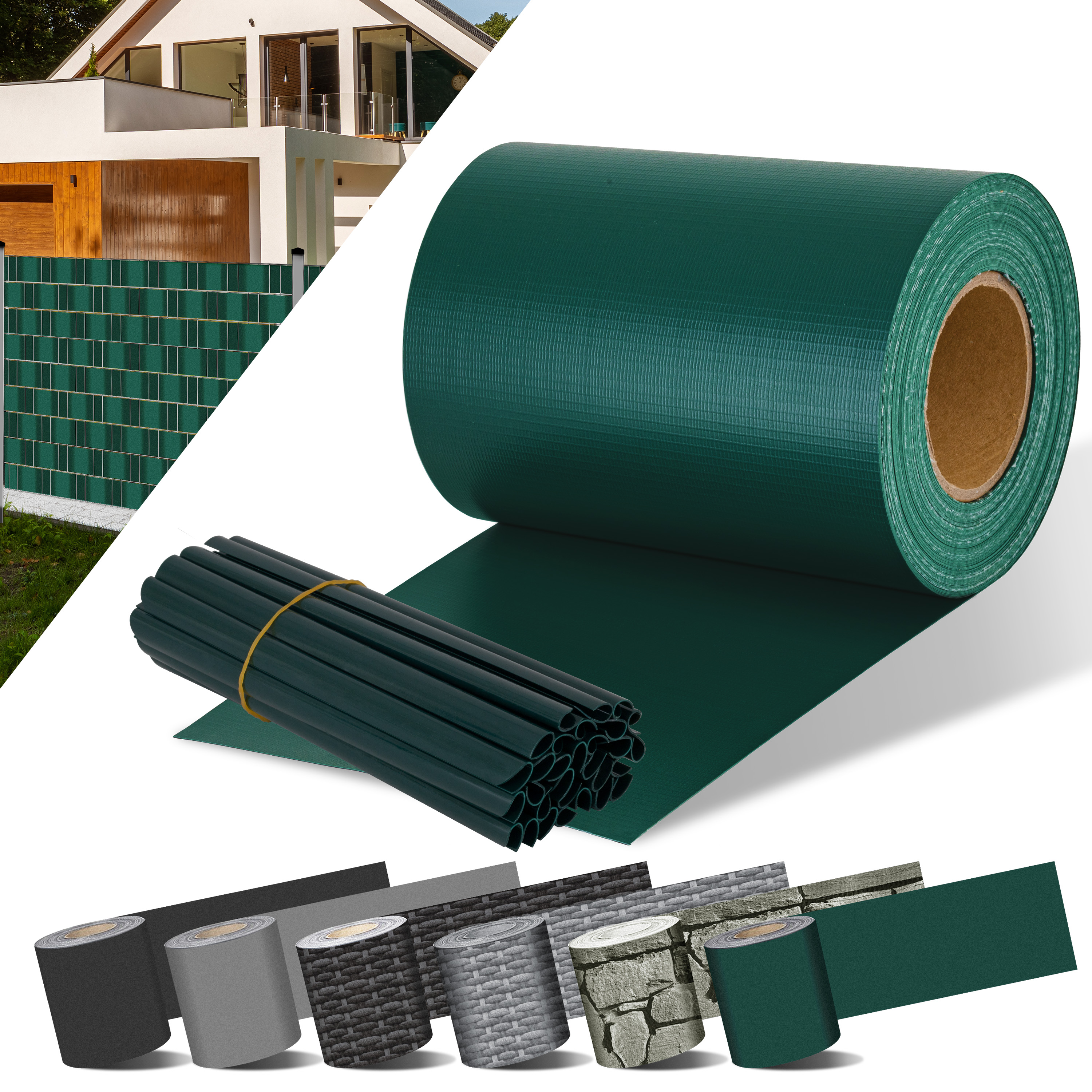 KESSER® PVC jaloezieën strip privacy roll dubbele staafmatten omheining