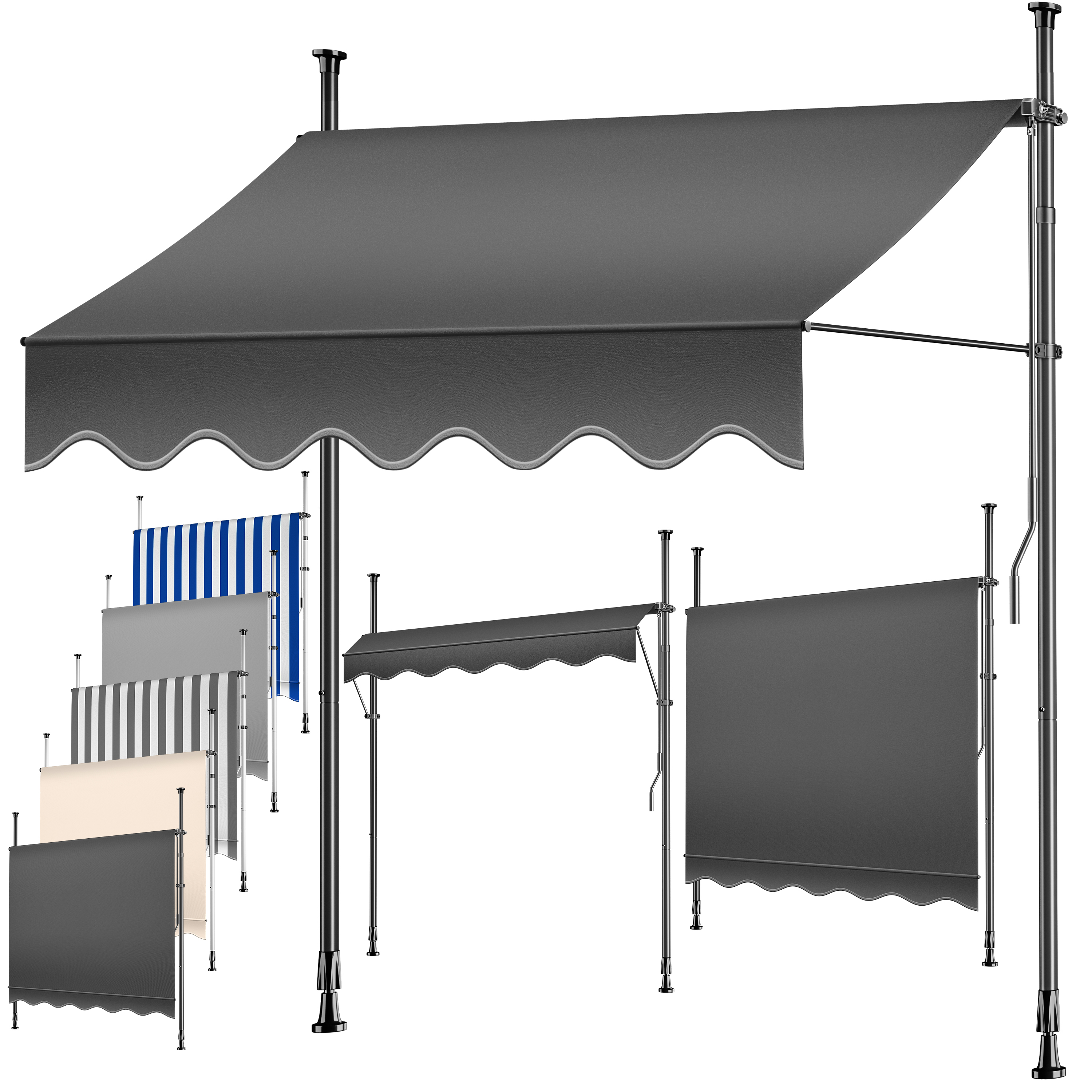 KESSER Klemmmarkise mit Handkurbel Balkon, Balkonmarkise ohne Bohren,  UV-bestndig hhenverstellbar wasserabweisend , Sonnenschutz,  Terrassenberdachung , einfache Montage | eShopping - einfach besser  einkaufen!