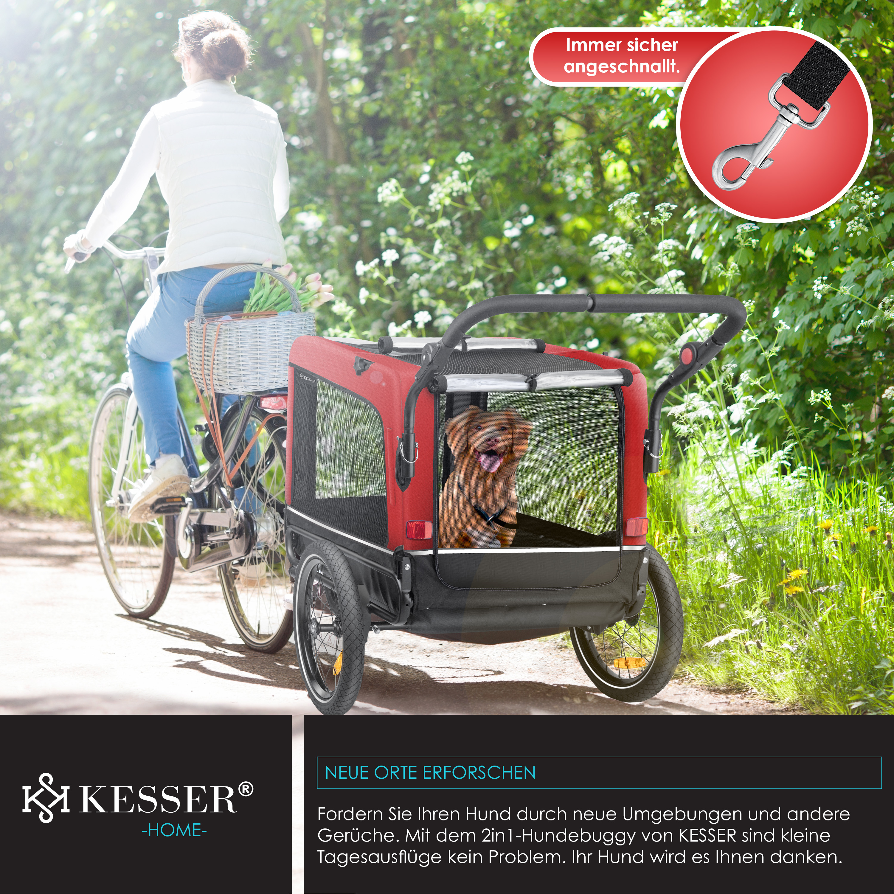 KESSER Hundeanhnger Boxer 3-in-1 Hundebuggy & Jogger Fahrradanhnger gro  ca. 240 Liter Volumen, gefedert, 360 Grad Vorderrad, 600D Oxford Canvas,  SmartSpace Concept, maximale Belastbarkeit: 40 kg | eShopping - einfach  besser einkaufen!