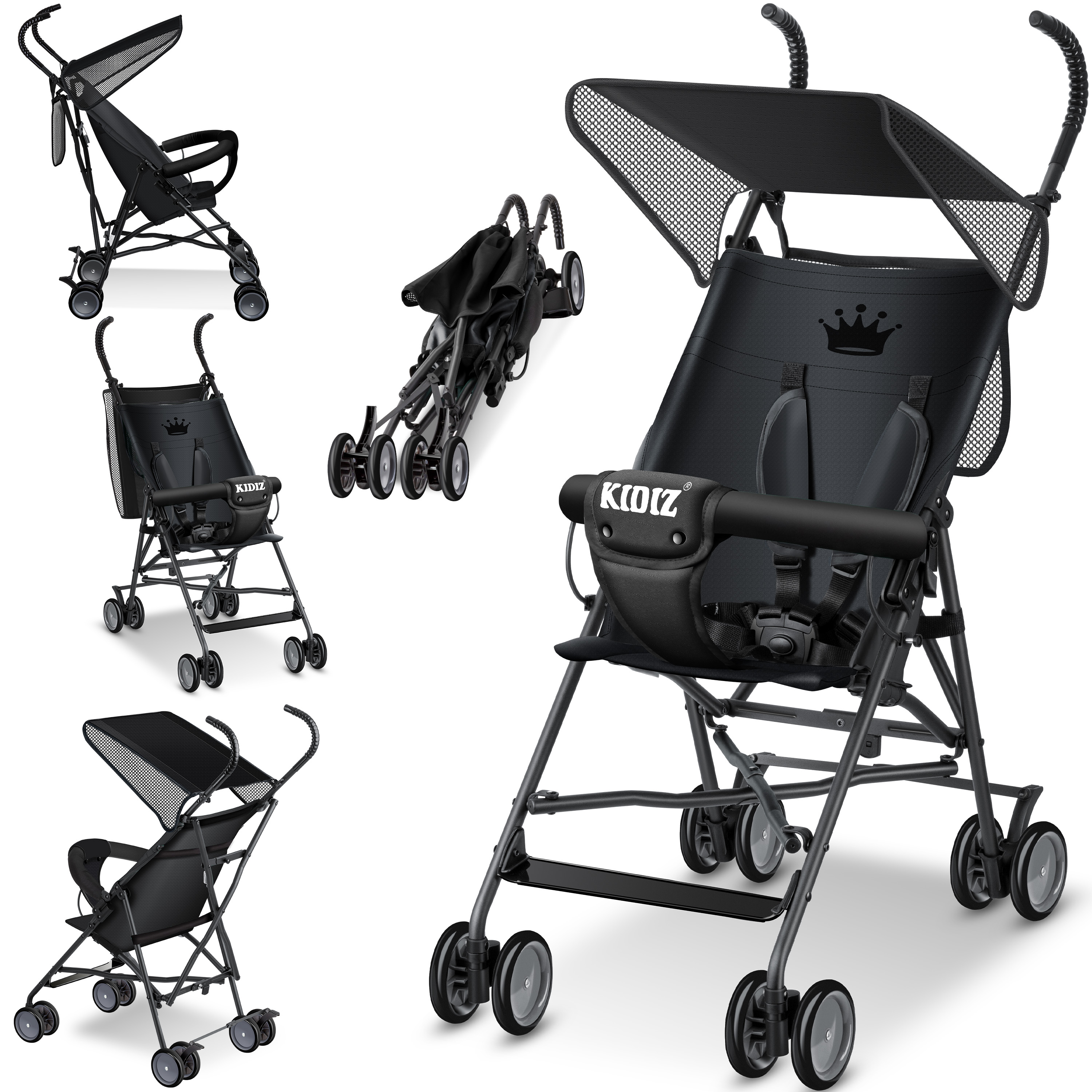 KIDIZ Kinderwagen CITY Buggy Kinderbuggy klappbar Sportwagen Faltbar 360  4-Zoll-Rder Inkl. Sonnen- und Regenverdeck zusammenklappbar ...