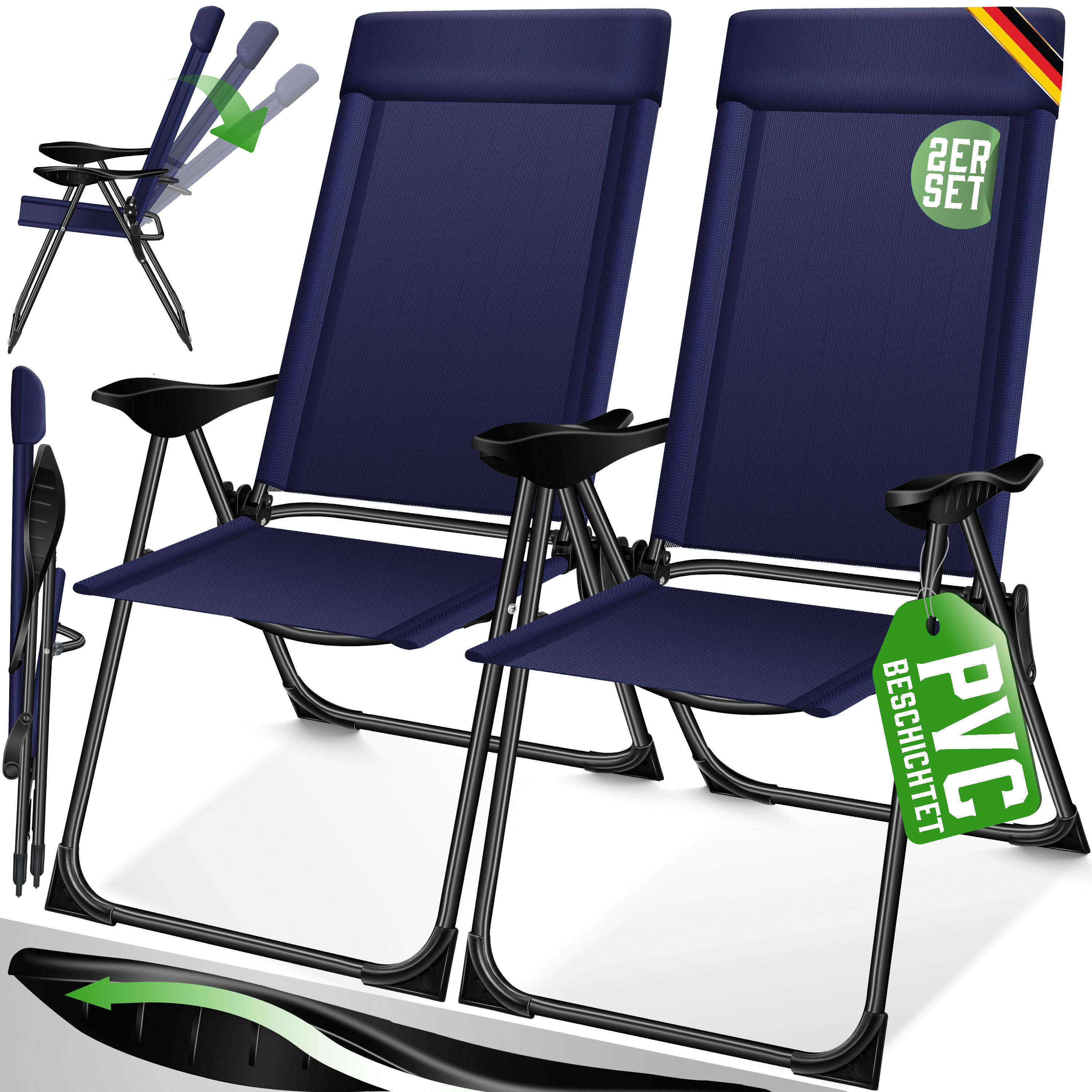 KESSER 2er Set Gartenstuhl Hochlehner Alu Klappstuhl 7-Fach Verstellbar  mit Armlehnen Atmungsaktiv klappbar Campingstuhl Balkonstuhl Klappsessel  Garten Terrasse | eShopping - einfach besser einkaufen!