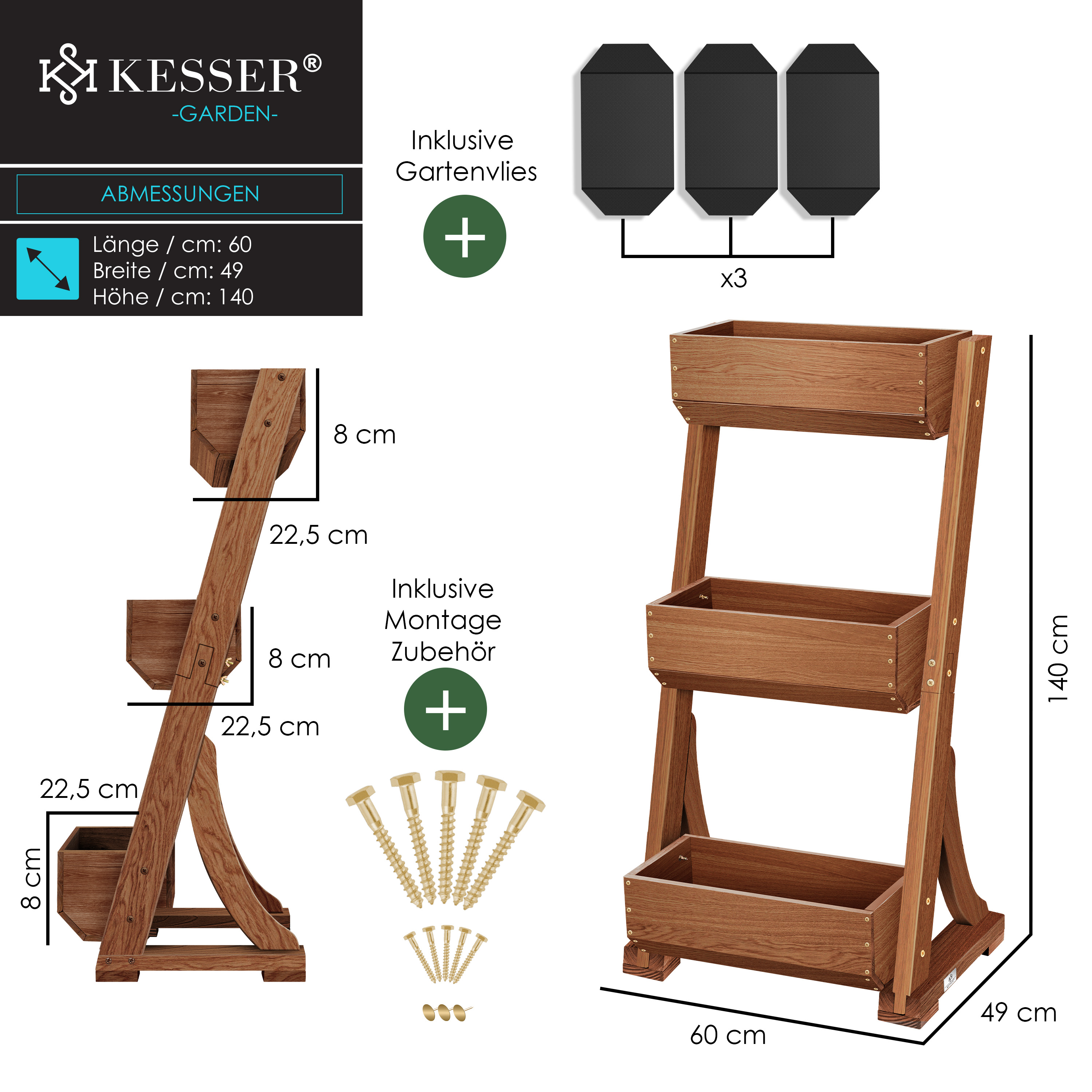 KESSER Hochbeet mit Etagen Premium Blumenkasten Blumentreppe Pflanztreppe  - Gemsebeet Kruterbeet Pflanzkbel Frhbeet Blumenbeet Pflanzkasten inkl.  Gartenvlies- Beet fr Terrasse Balkon & Garten | eShopping - einfach besser  einkaufen!