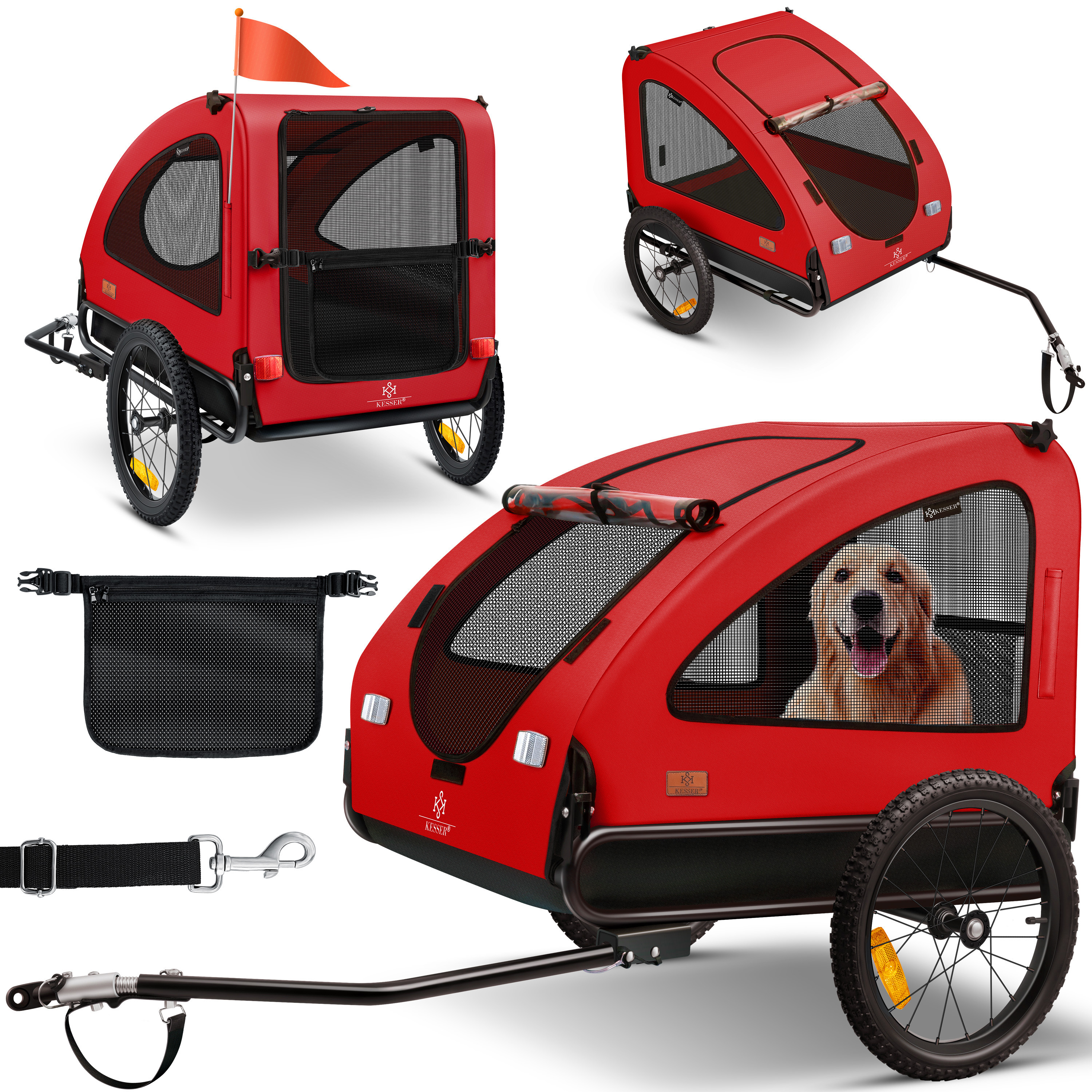 KESSER Hundeanhnger Boxer 2-in-1 Hundebuggy Fahrradanhnger gro ca. 250L  Volumen - Inkl. Fahne und Tasche - 600D Oxford Canvas, Klappbar SmartSpace  Concept, maximale Belastbarkeit: 45kg | eShopping - einfach besser  einkaufen!