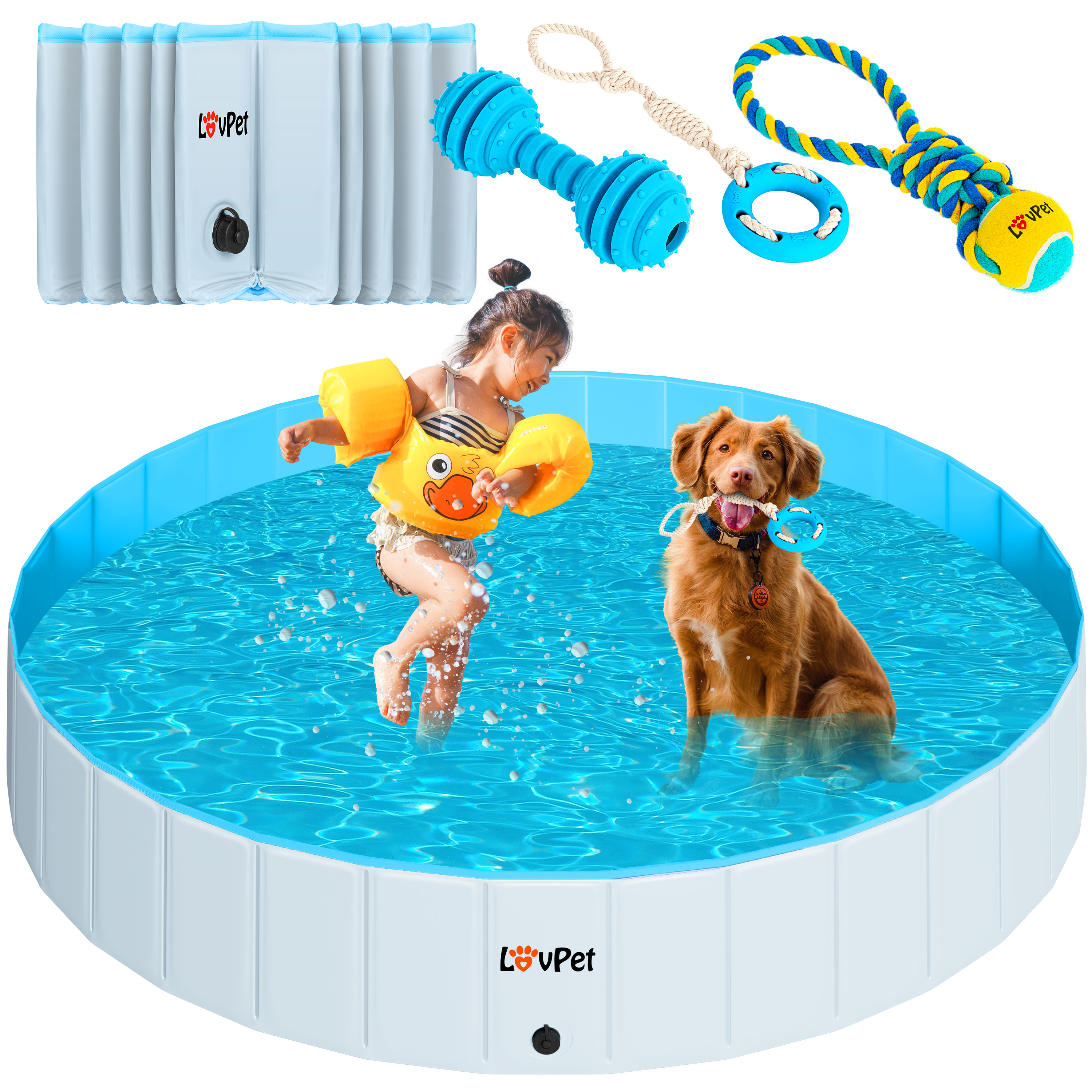 Hundepool Rund 50x10cm - Faltbarer Schwimmbecken Für Hunde & Katzen