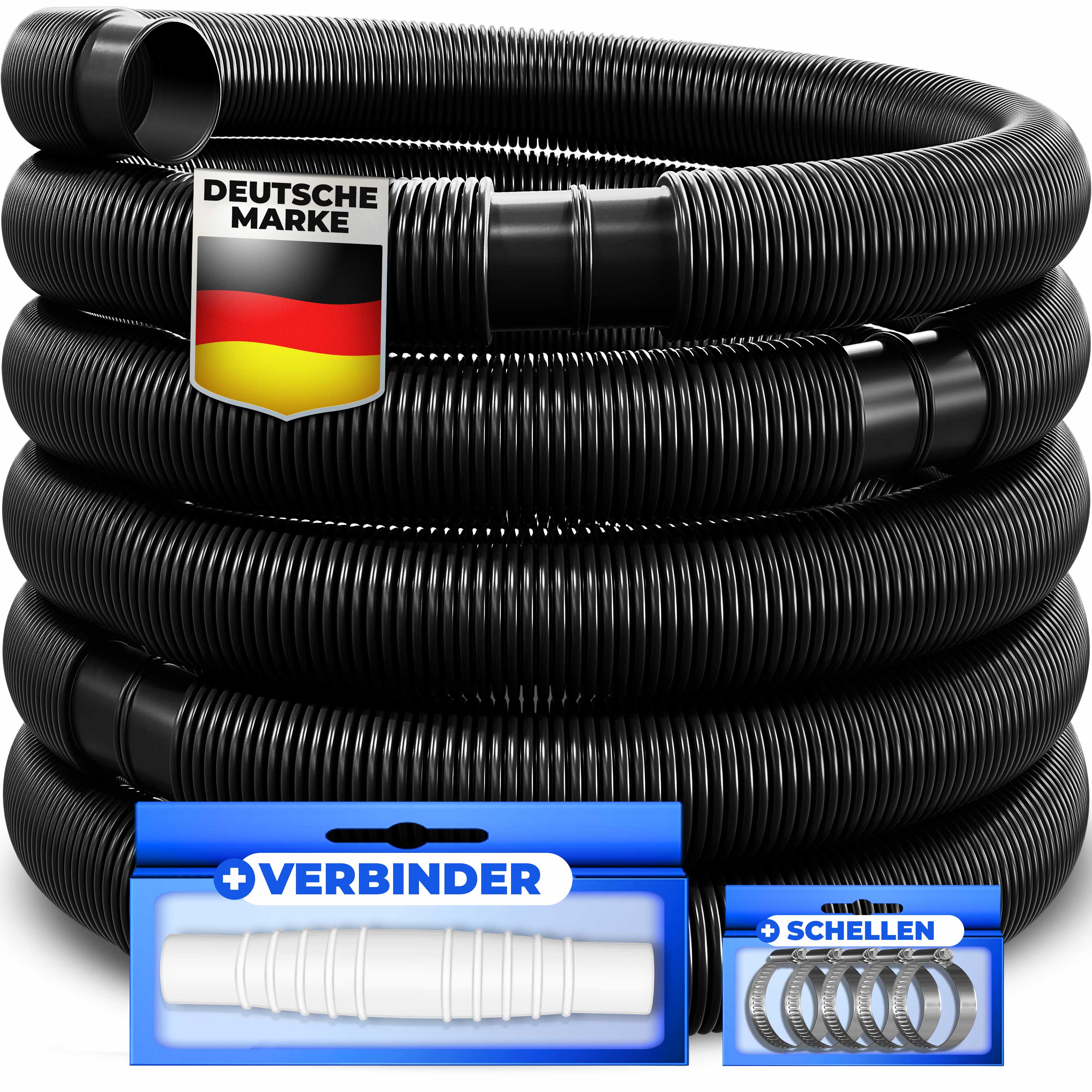 2 Stück Poolschlauch 32mm Weiß - Flexibler Schlauch Für Filterpumpen Mit Clips