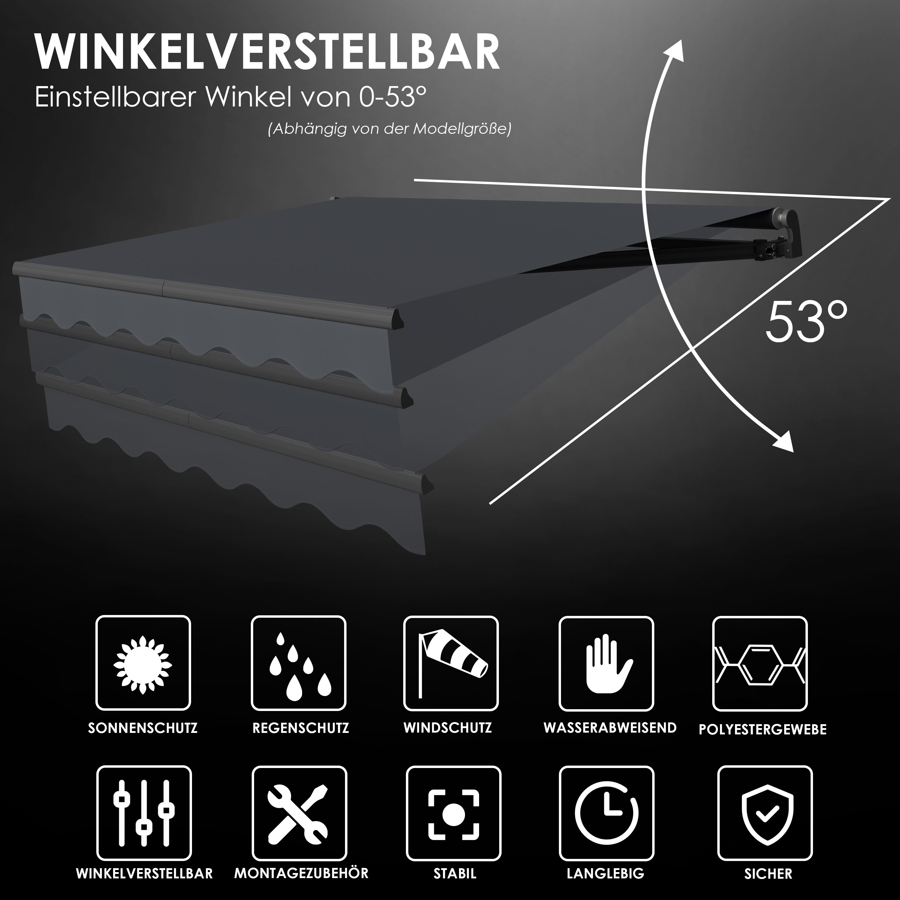 KESSER Gelenkarmmarkise manuelle Markise Gelenkmarkise Terrassenmarkise  Klemmmarkise Sonnenmarkise inkl. Wandhalterung Sonnenschutz Balkonmarkise  wasserabweisender Alu/Polyester | eShopping - einfach besser einkaufen!