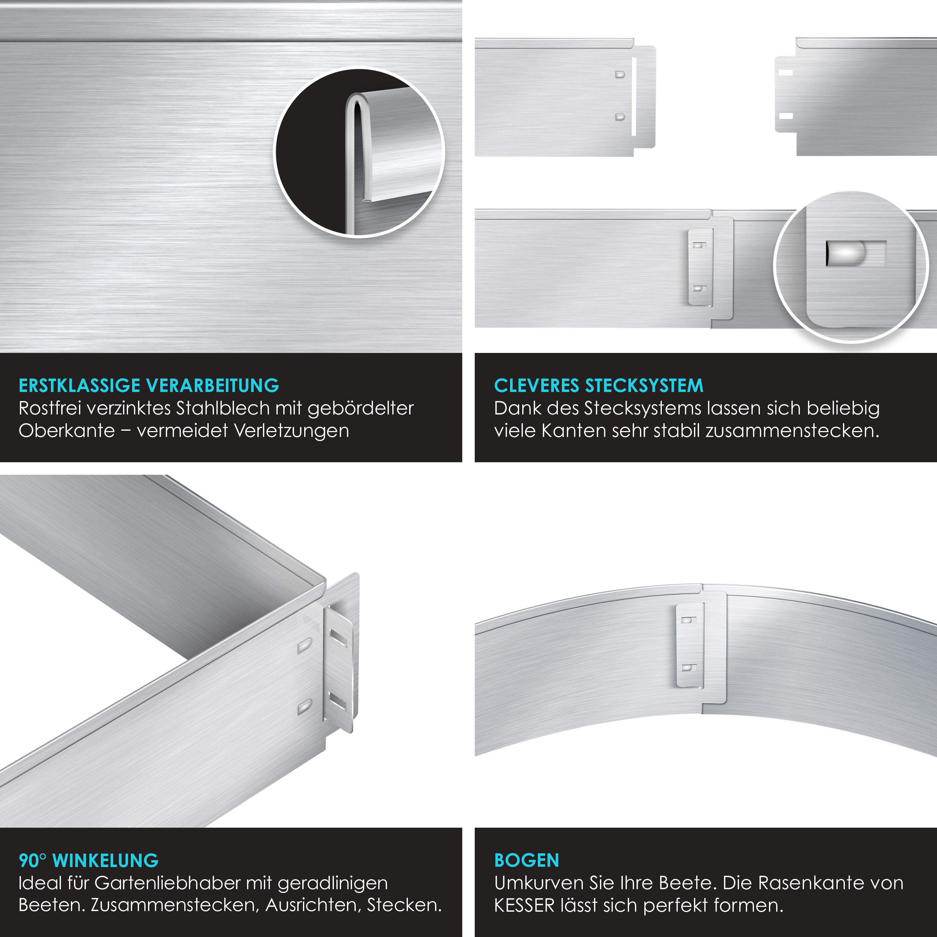 Lospitch Rasenkante Metall 5m - Verzinkte Beetumrandung 100x15cm Als Wurzelsperre