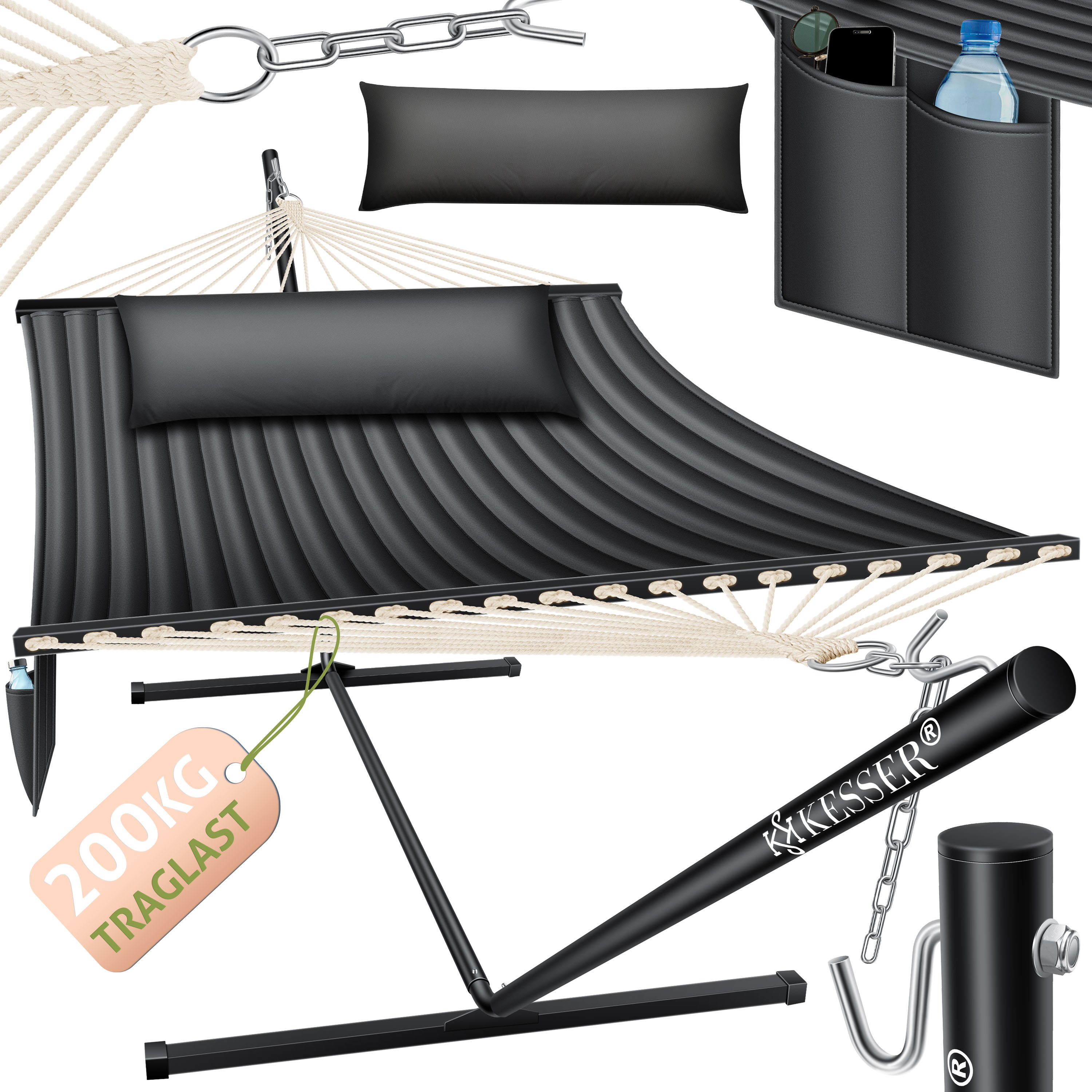 KESSER Hngematte HILL mit Gestell Kissen Doppelhngematte fr 2  Personen-Stabiler Rahmen -200kg Belastbarkeit Indoor & Outdoor XXL  Hngesessel Doppel Mehrpersonen Garten Pool Balkon Terrasse | eShopping -  einfach besser einkaufen!