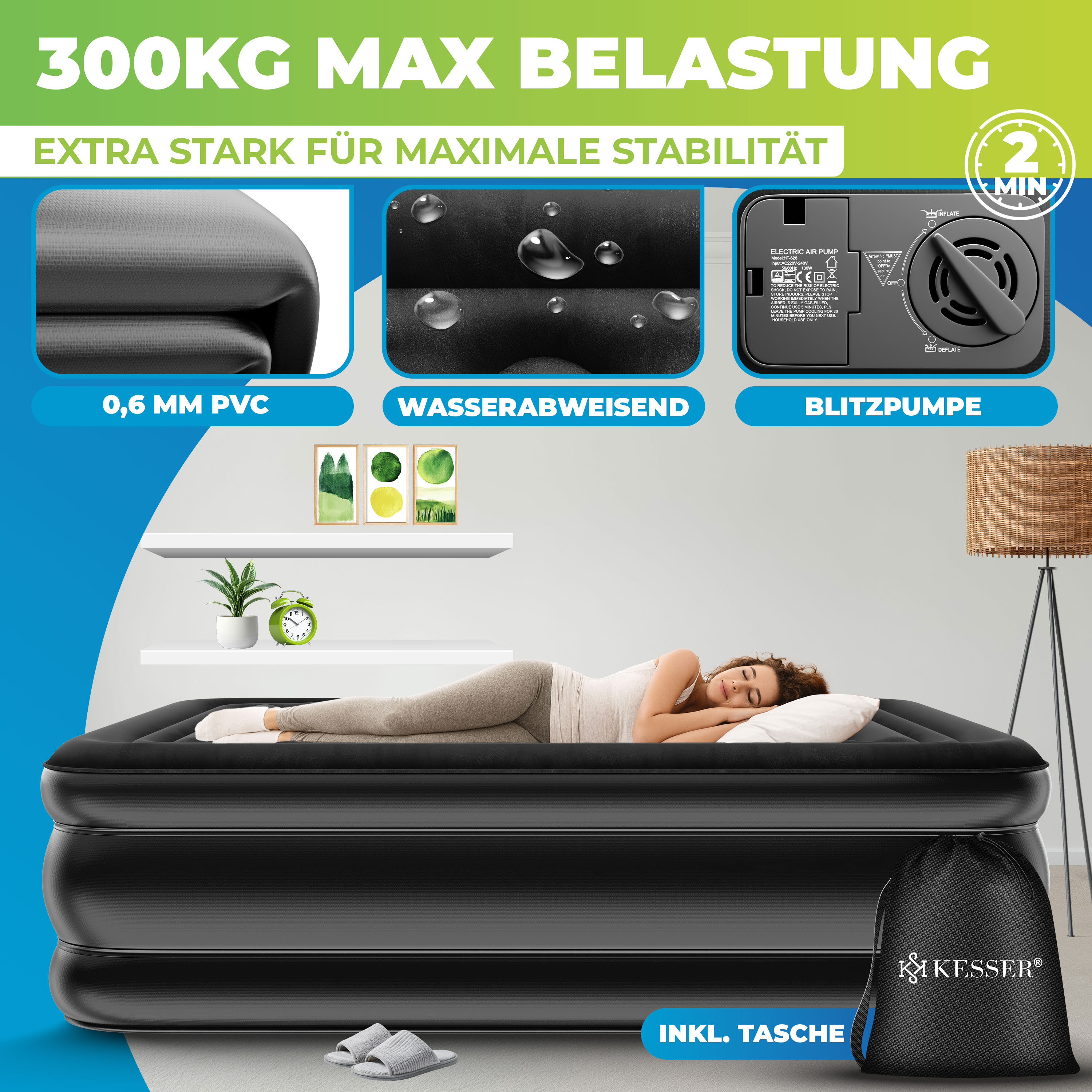HikerSKY Luftbett Mit Akku-Pumpe 192x99x45cm HikerSKY Luftbett Mit Akku- Pumpe - Selbstaufblasend Für Camping & Gäste Gästebett Akku-Pumpe