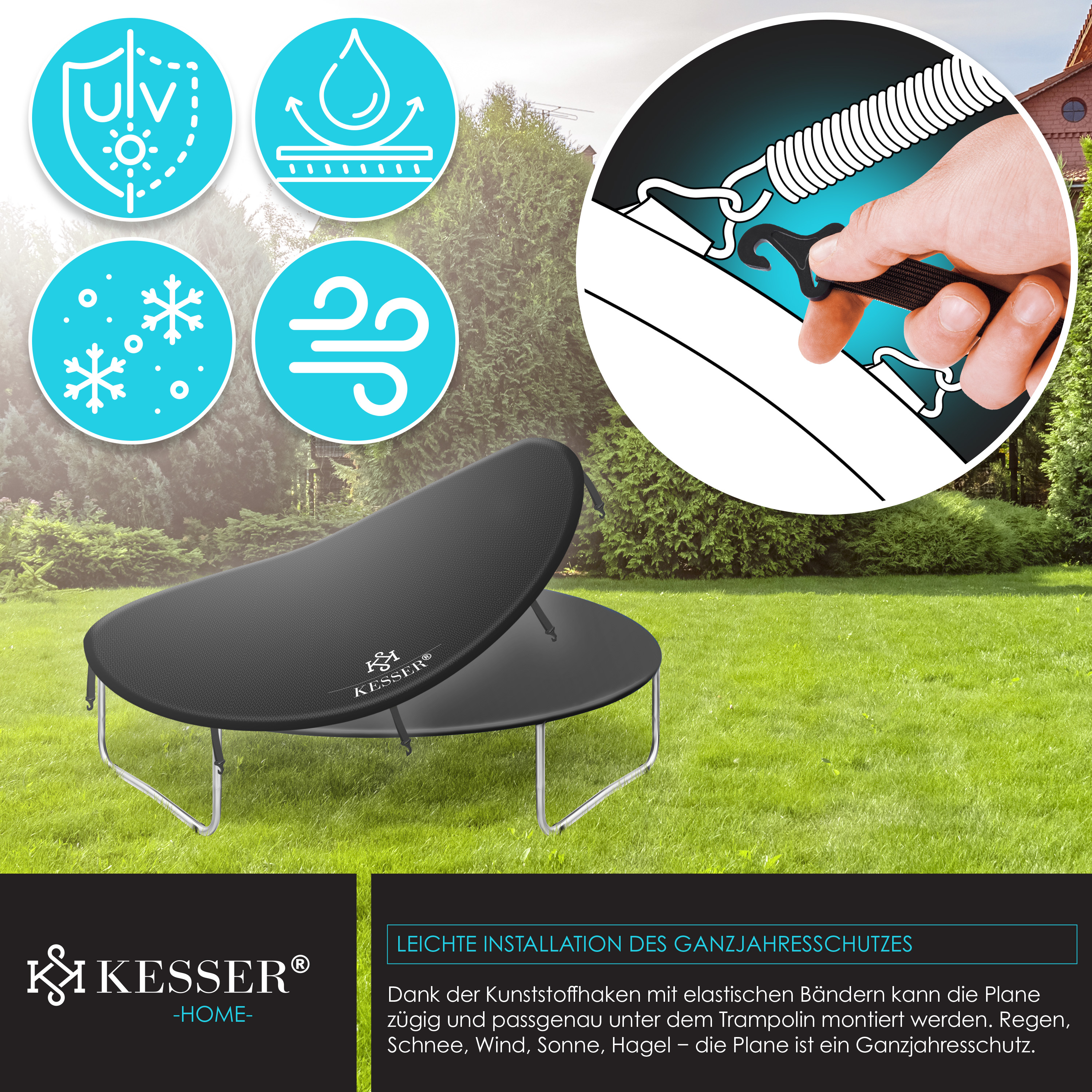 Trampolin Überdachung - Wasserdichter Sonnenschutz Für 6-8 Stangen