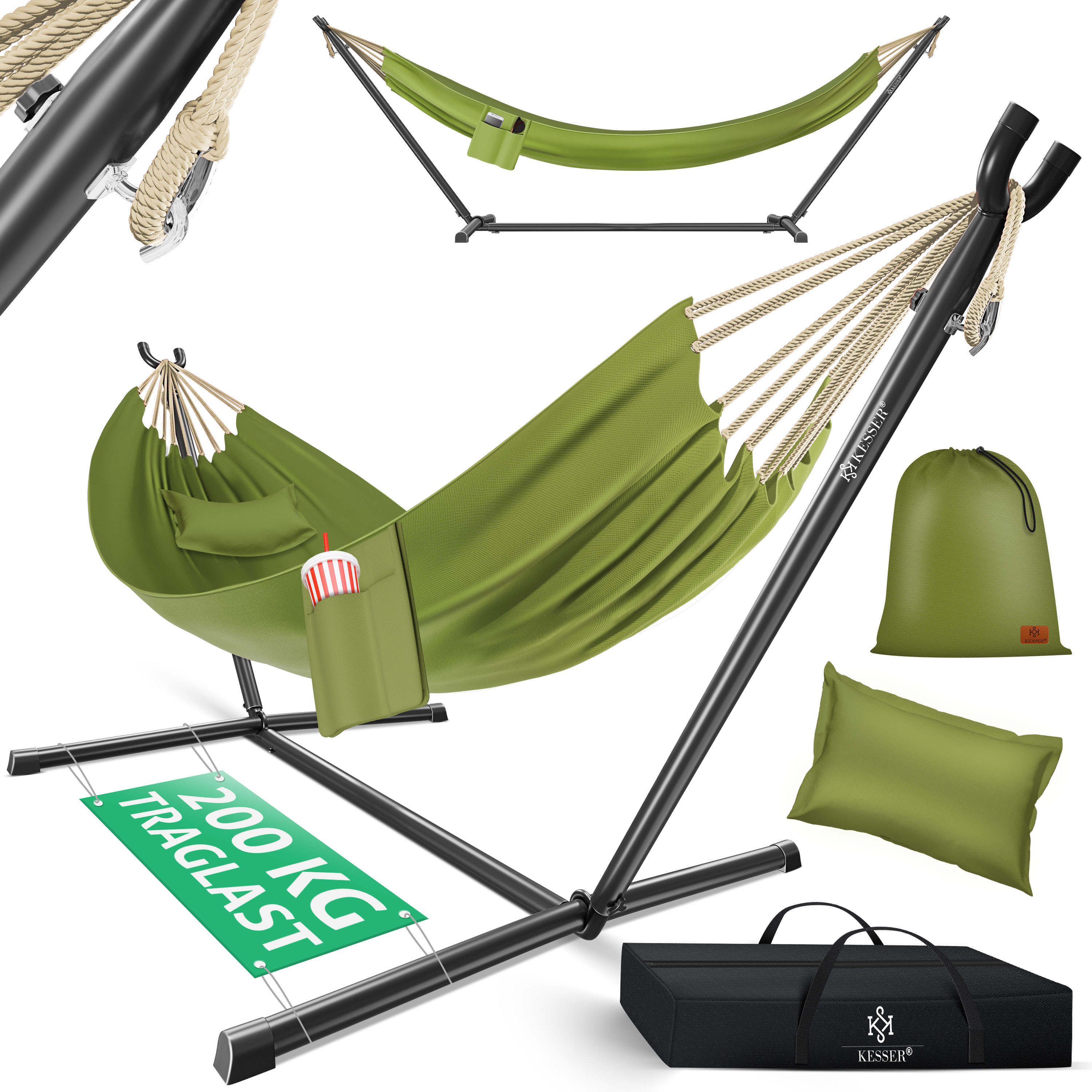 KESSER Hngematte LAKE mit Gestell Doppelhngematte fr 2  Personen-Stabiler Rahmen 200kg Belastbarkeit Indoor & Outdoor XXL  Hngesessel Doppel Mehrpersonen Garten Pool Balkon Terrasse | eShopping -  einfach besser einkaufen!
