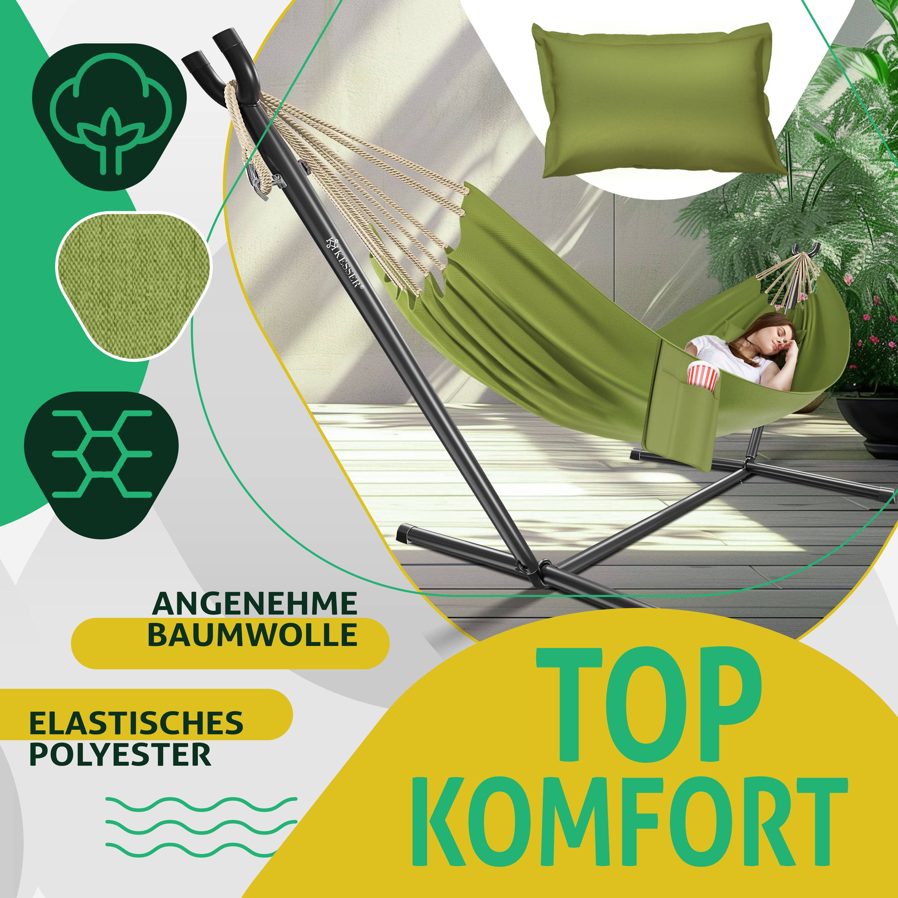 KESSER Hngematte LAKE mit Gestell Doppelhngematte fr 2  Personen-Stabiler Rahmen 200kg Belastbarkeit Indoor & Outdoor XXL  Hngesessel Doppel Mehrpersonen Garten Pool Balkon Terrasse | eShopping -  einfach besser einkaufen!