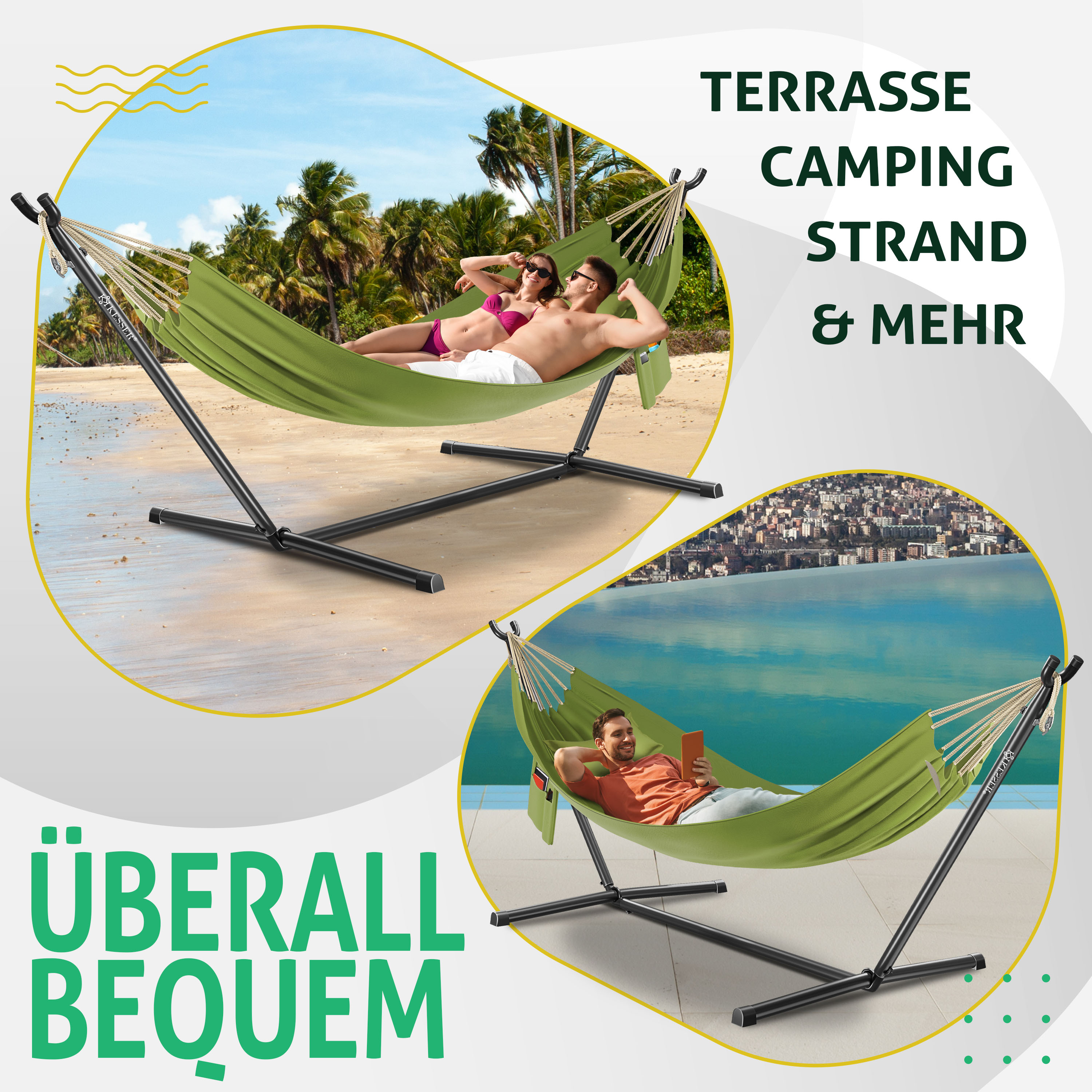 KESSER Hngematte LAKE mit Gestell Doppelhngematte fr 2  Personen-Stabiler Rahmen 200kg Belastbarkeit Indoor & Outdoor XXL  Hngesessel Doppel Mehrpersonen Garten Pool Balkon Terrasse | eShopping -  einfach besser einkaufen!