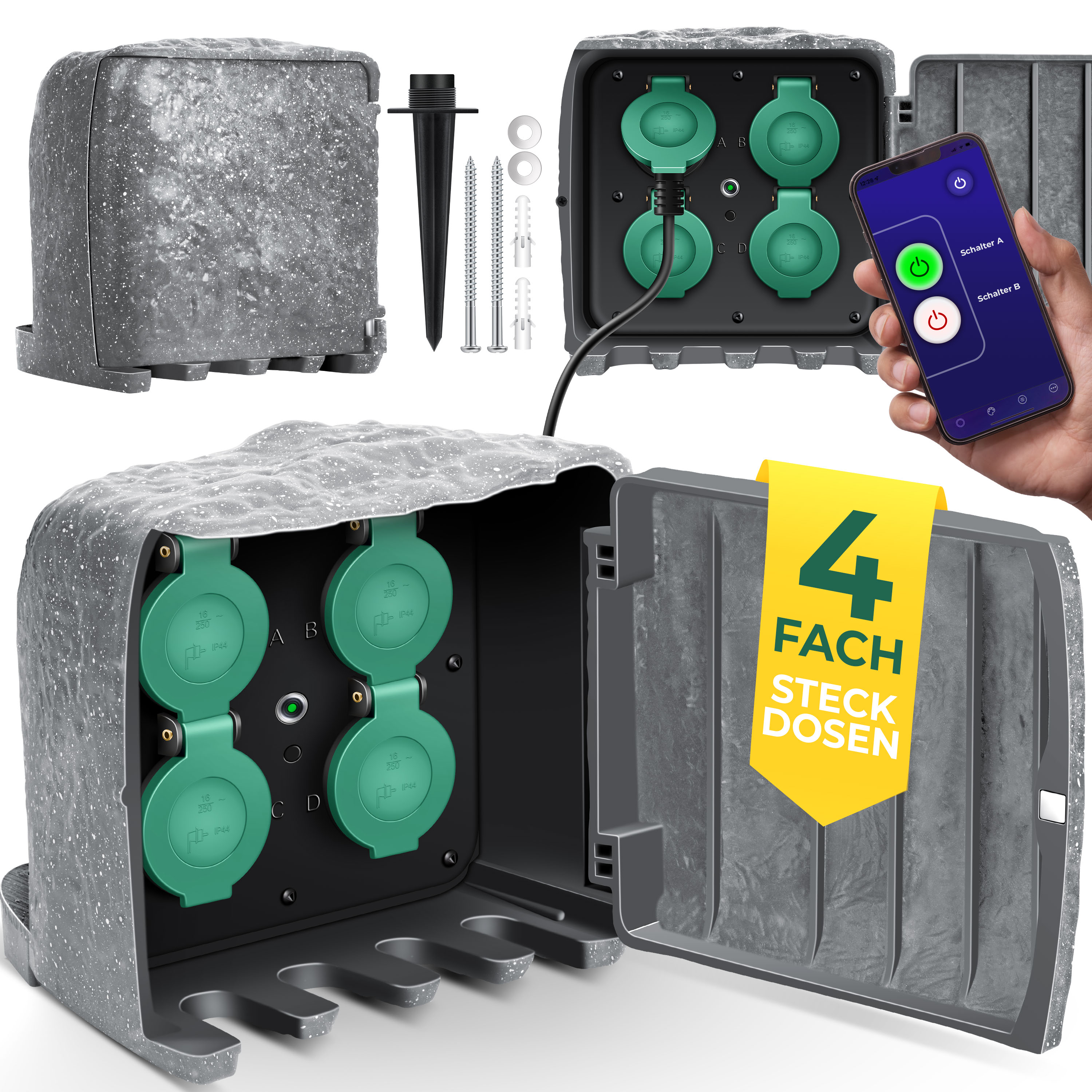 Gartensteckdose Mit Erdspieß, 2-fach IP44, 10m Kabel, 40,89