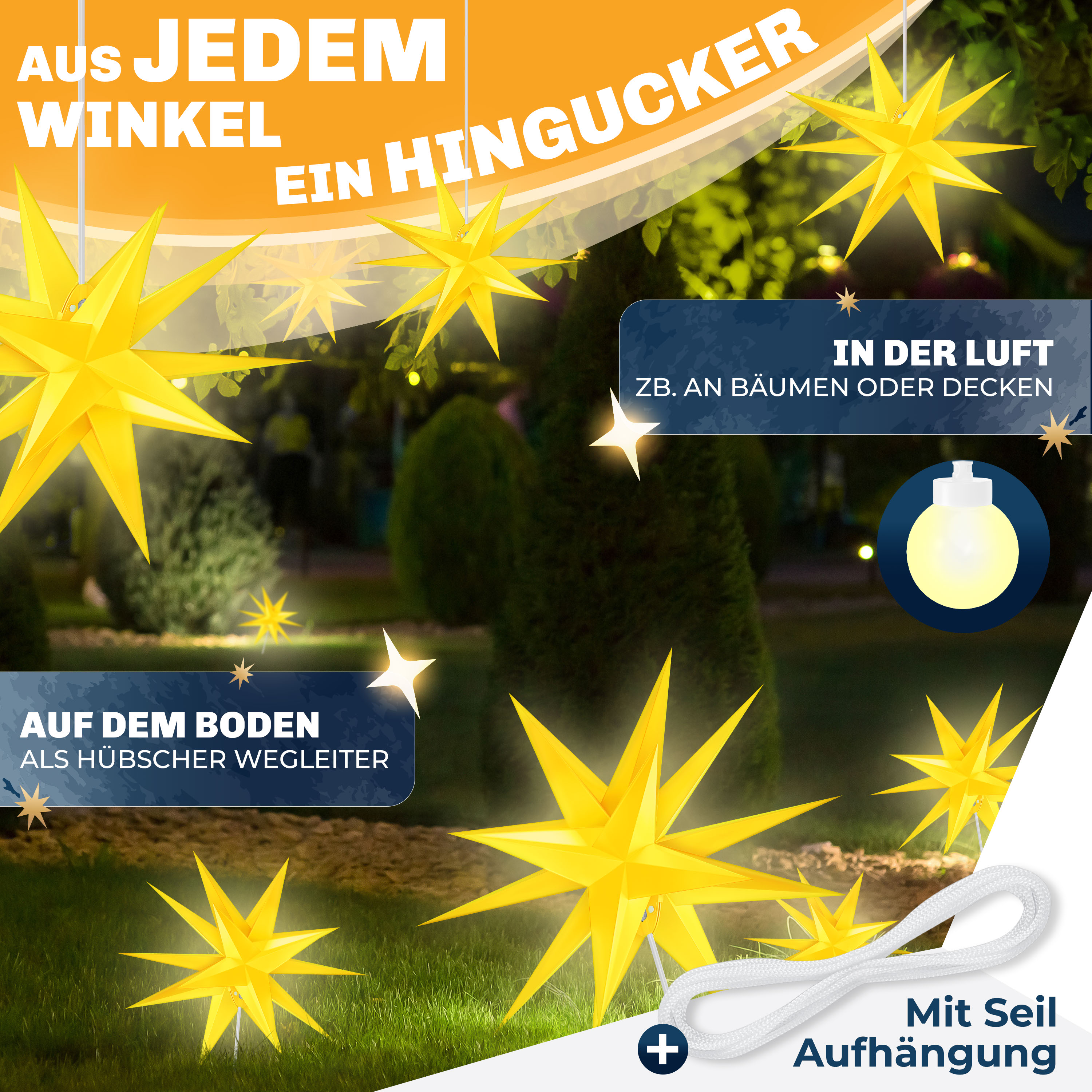 KESSER Leuchtstern 3D, LED Weihnachtsstern mit Timer fr innen und auen,  Adventsstern Beleuchtet hngend Stern + Warmwei Licht | eShopping -  einfach besser einkaufen!