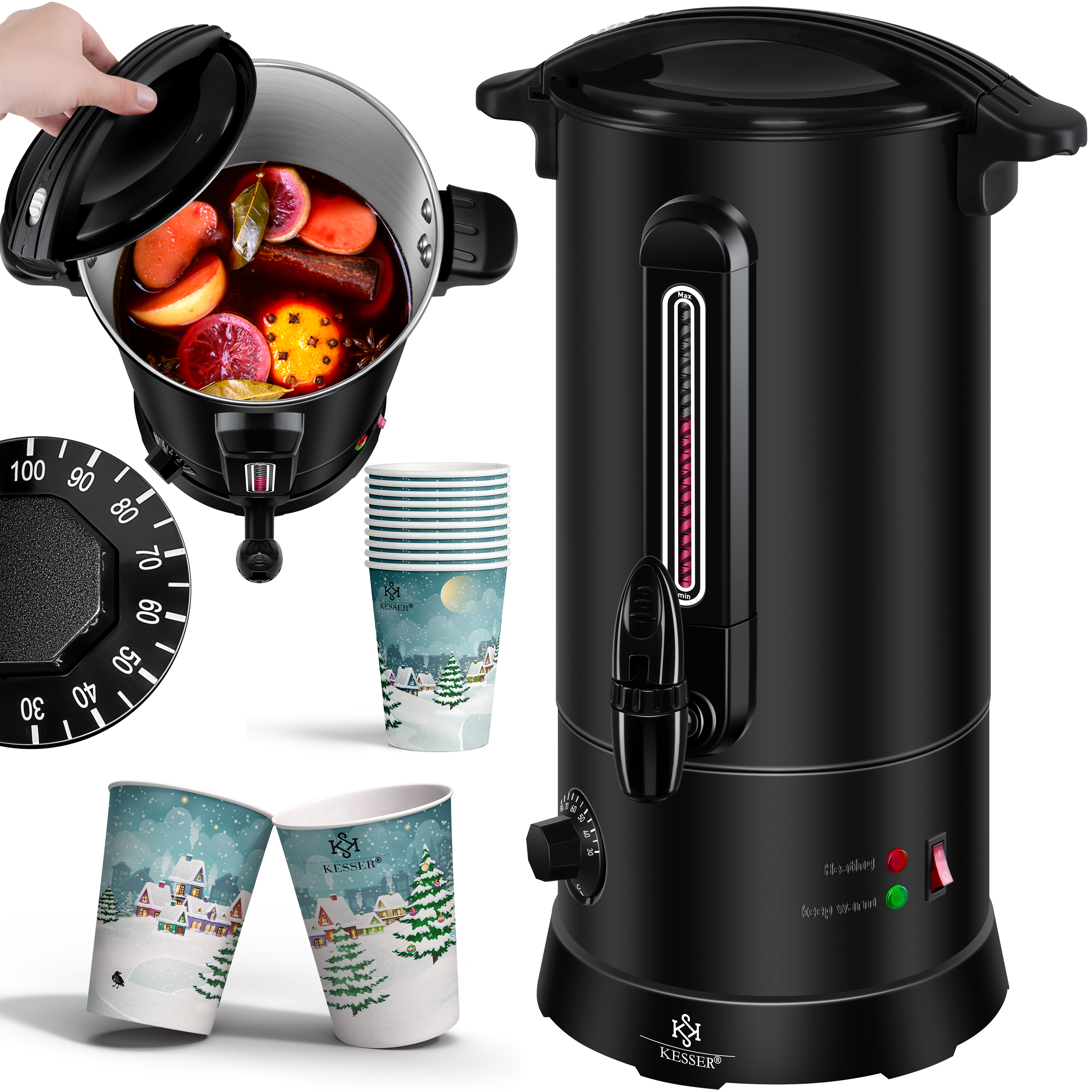 KESSER® Gluhweinketel 8 Liter - Elektrische Ketel voor Gluhwein - Warm KESSER® Gluhweinketel 8 Liter - Elektrische Ketel voor Gluhwein - Warm