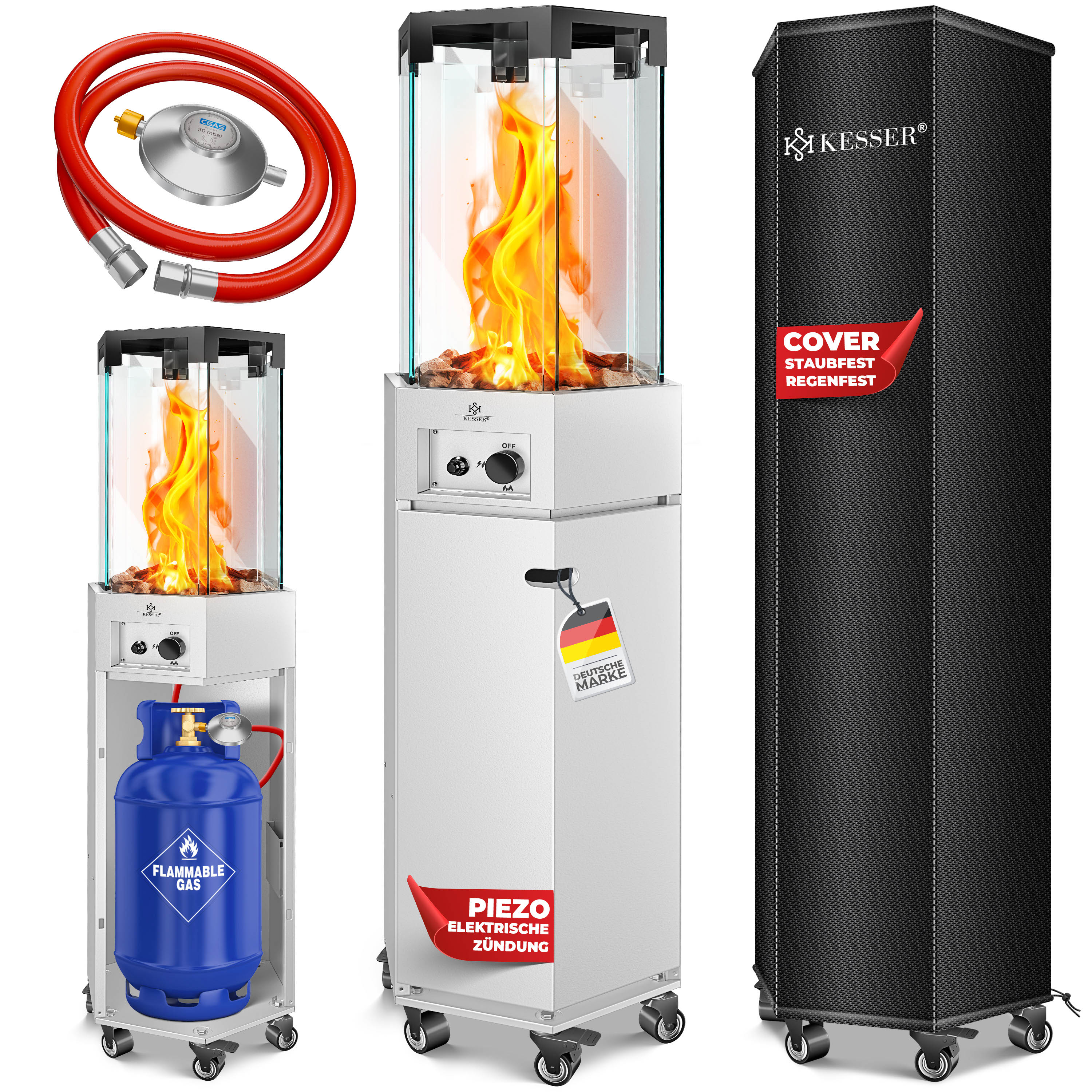 KESSER® Gasverwarming met piëzo-ontstekingsslang en regelaar